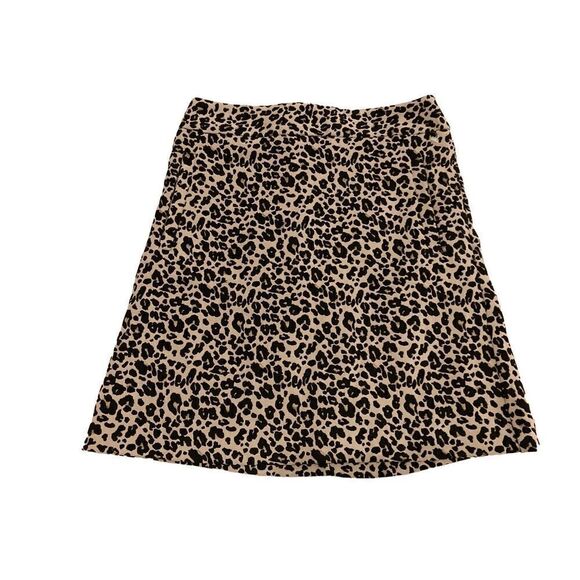 Loft Petites Leopard Mid Length Skirt Formal Career Clubwear - Picture 1 of 9